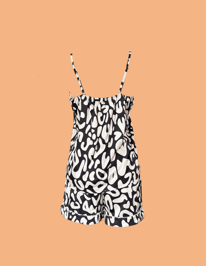 Animal print negro seda short