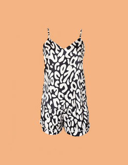 Animal print negro seda short